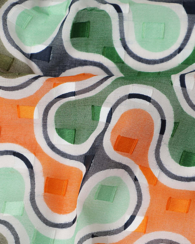 Sage Green and Coral Swiss Voile Sudanese Thobe Fabric