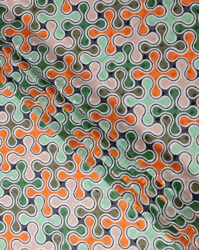 Sage Green and Coral Swiss Voile Sudanese Thobe Fabric