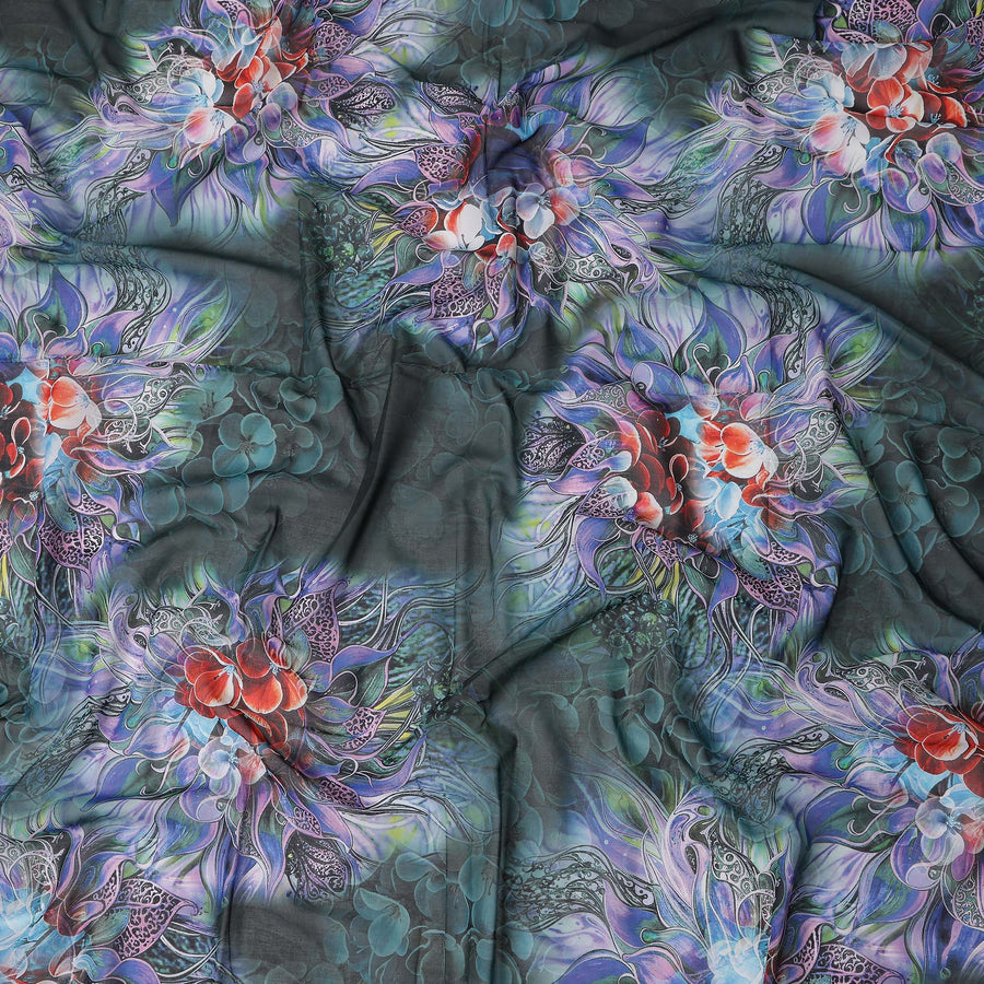 Midnight Multicolor Swiss Cotton Voile Thobe Fabric 140cm