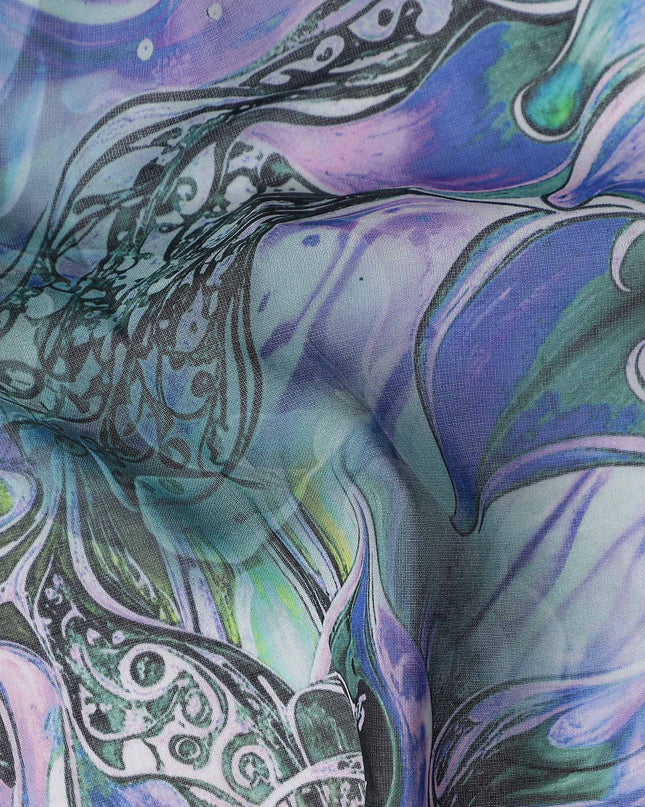 Midnight Multicolor Swiss Cotton Voile Thobe Fabric 140cm