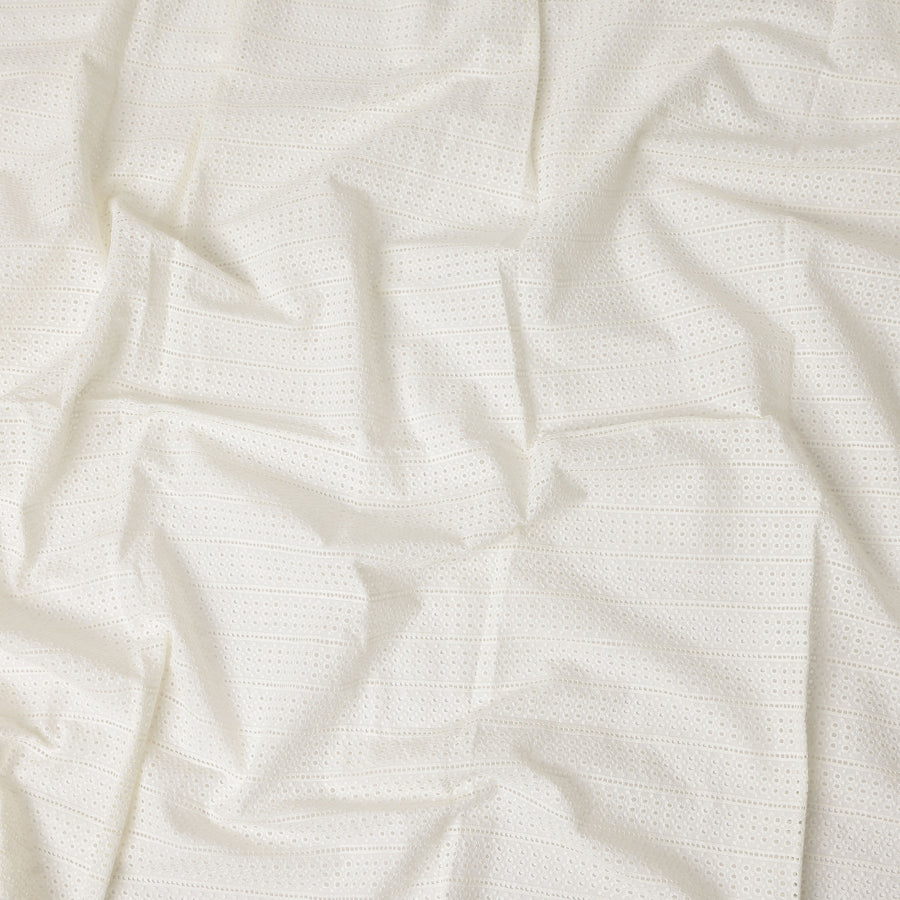 Ivory Cream Stripe Cotton Voile Fabric 110cm