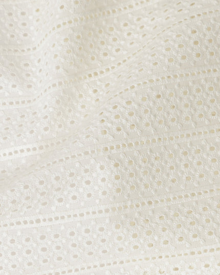 Ivory Cream Stripe Cotton Voile Fabric 110cm