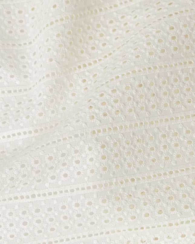 Ivory Cream Stripe Cotton Voile Fabric 110cm