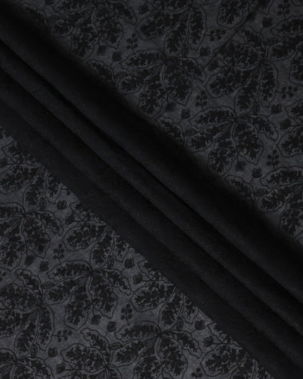 Onyx Black Self Design Cotton Voile Fabric 110cm
