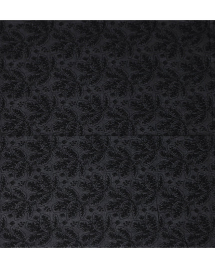 Onyx Black Self Design Cotton Voile Fabric 110cm