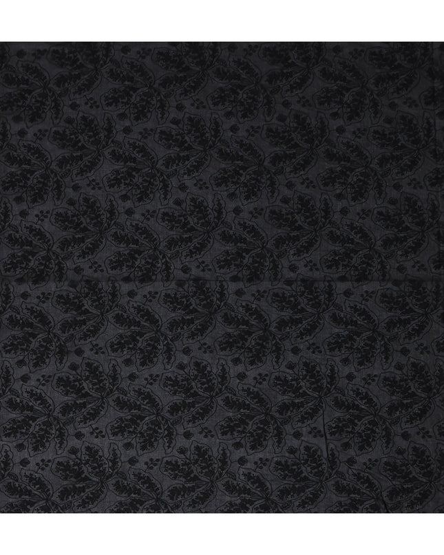 Onyx Black Self Design Cotton Voile Fabric 110cm