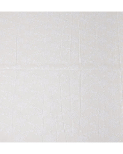 Ivory White Self Design Cotton Voile Fabric 110cm