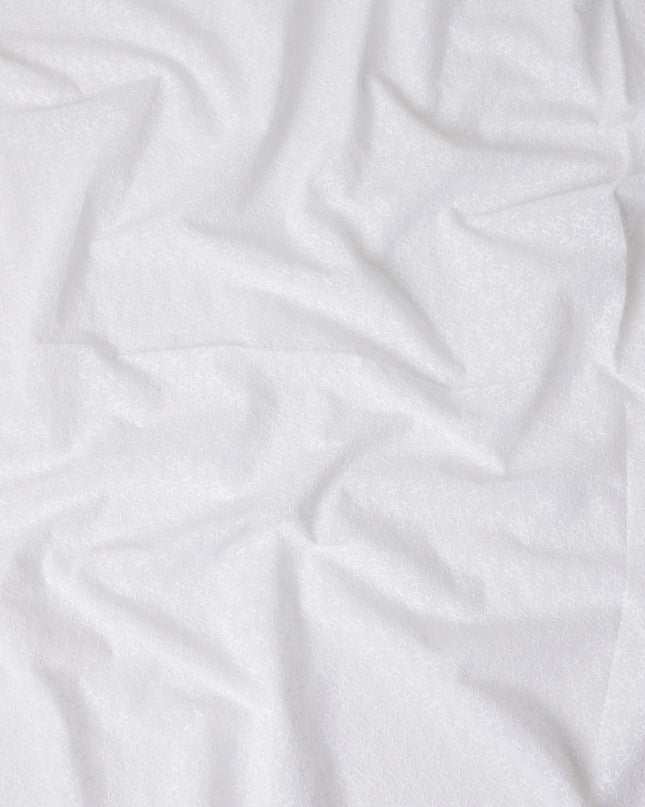 Cotton White Self Design Cotton Voile Fabric 110cm