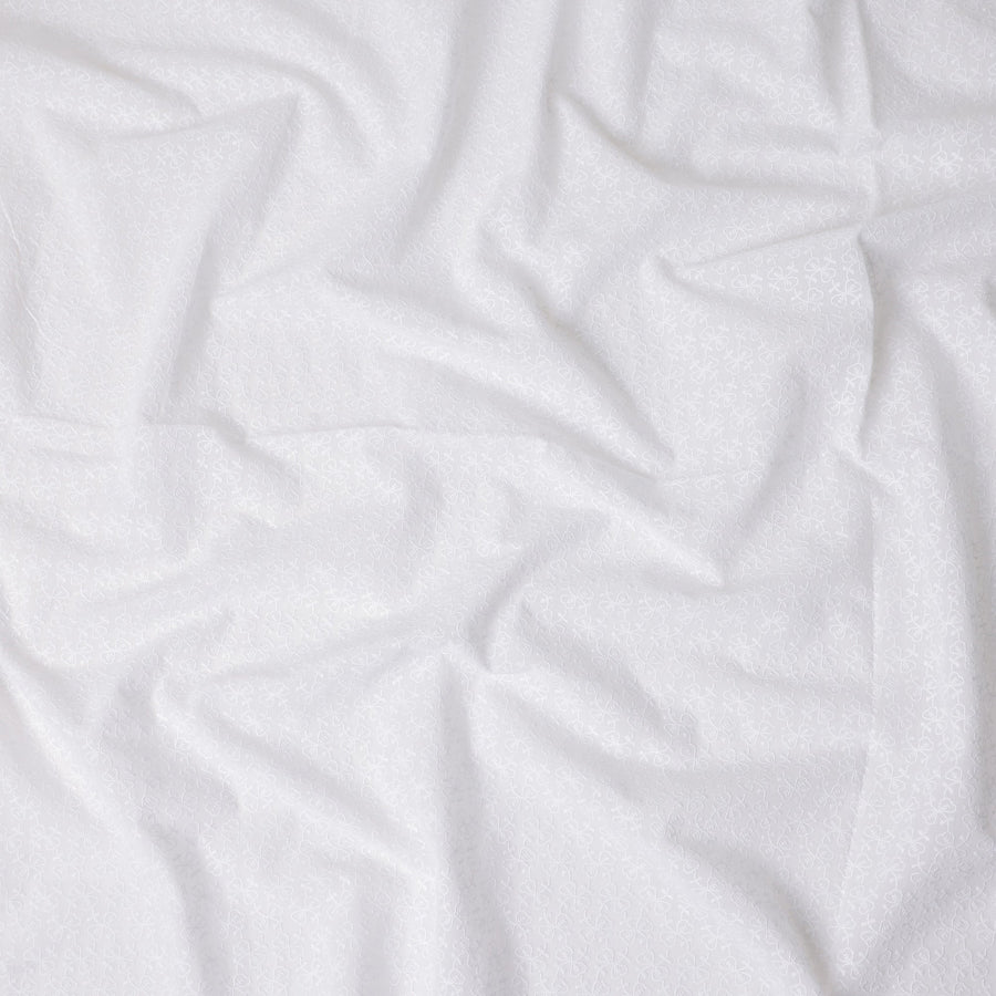 Cotton White Self Design Cotton Voile Fabric 110cm