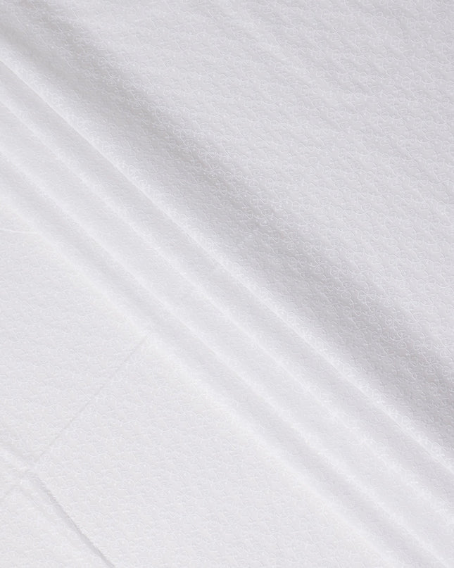 Cotton White Self Design Cotton Voile Fabric 110cm
