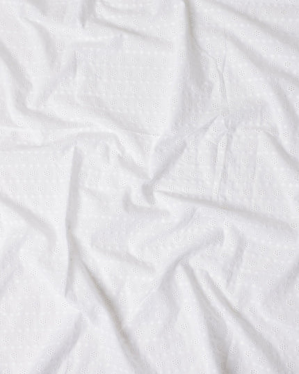 Snow White Self Design Cotton Voile Fabric 110cm