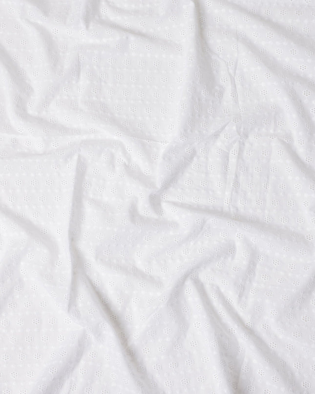 Snow White Self Design Cotton Voile Fabric 110cm