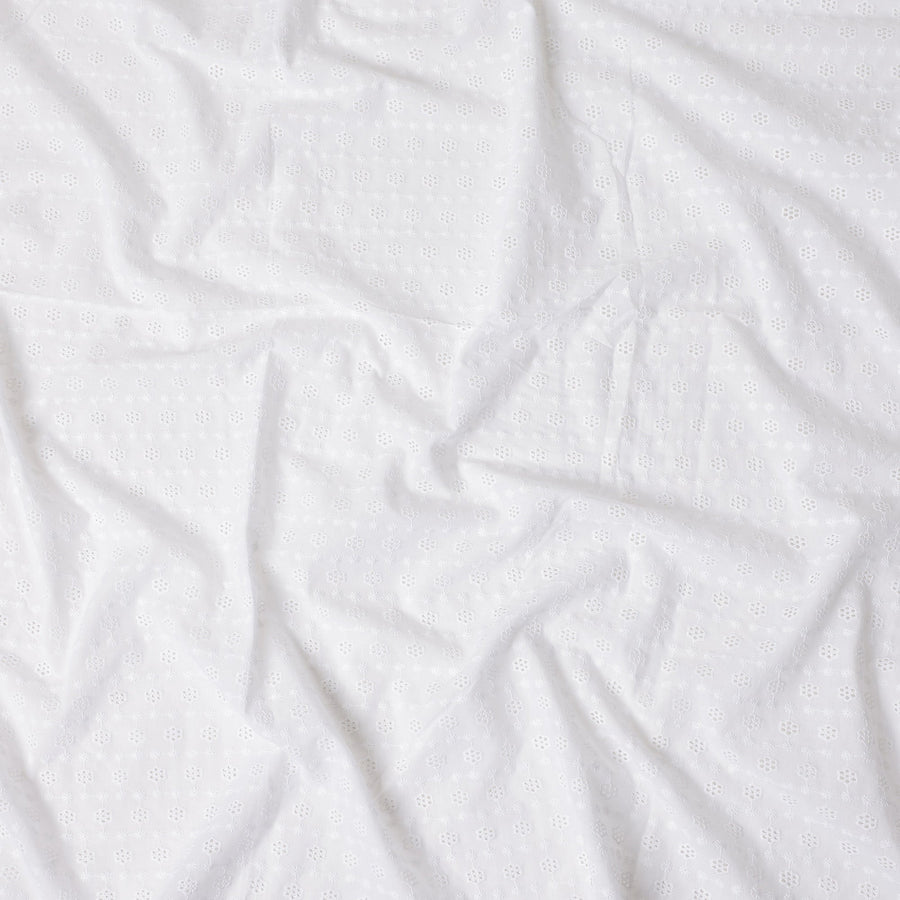 Snow White Self Design Cotton Voile Fabric 110cm