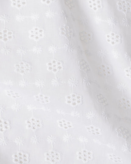 Snow White Self Design Cotton Voile Fabric 110cm