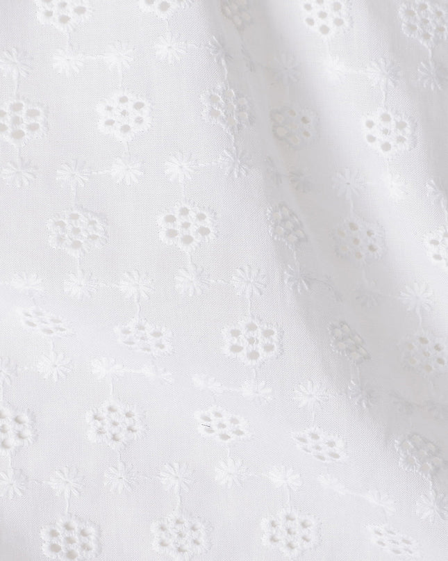Snow White Self Design Cotton Voile Fabric 110cm