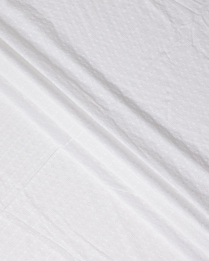 Snow White Self Design Cotton Voile Fabric 110cm