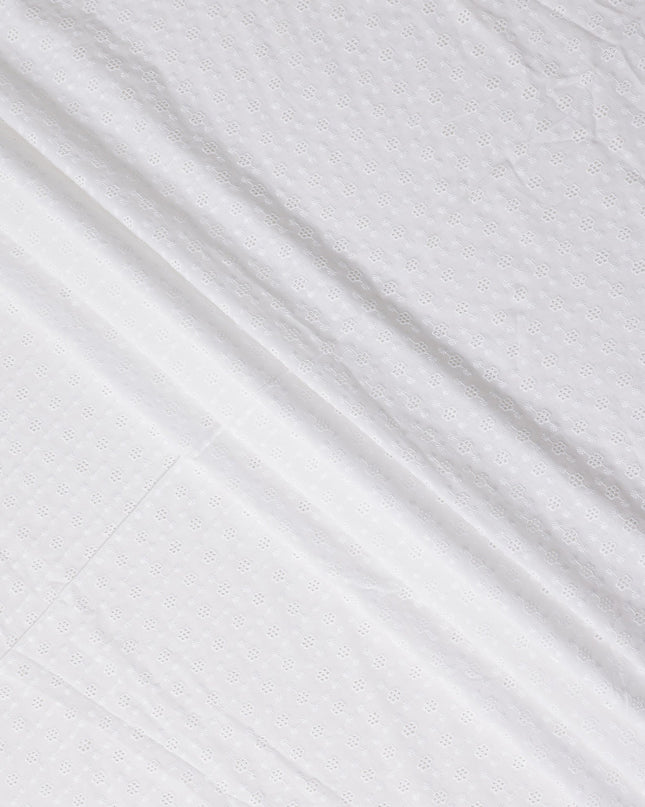 Snow White Self Design Cotton Voile Fabric 110cm