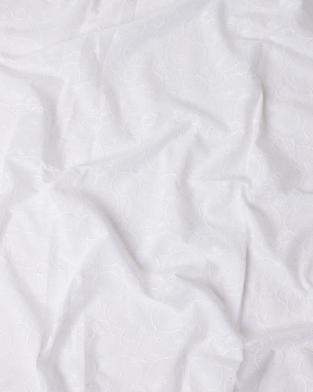 Pearl White Self Design Cotton Voile Fabric 110cm