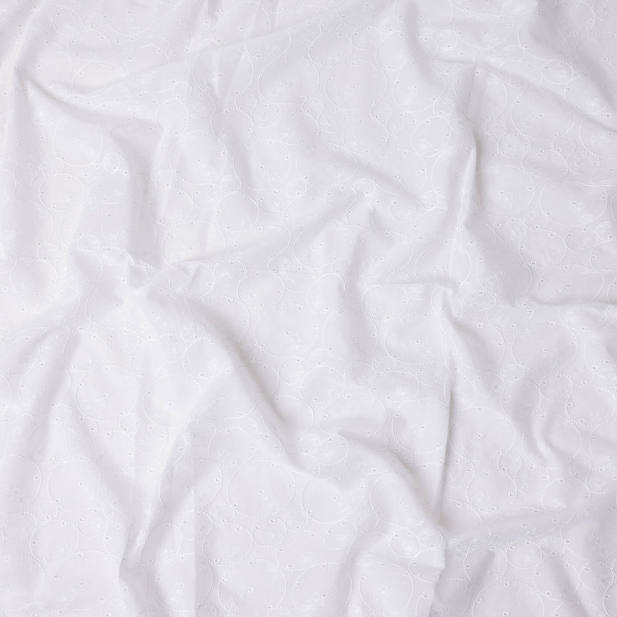 Pearl White Self Design Cotton Voile Fabric 110cm