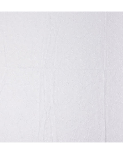 Pearl White Self Design Cotton Voile Fabric 110cm