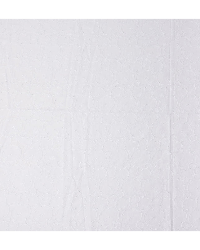 Pearl White Self Design Cotton Voile Fabric 110cm