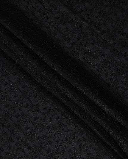 Jet Black Self Design Cotton Voile Fabric 110cm
