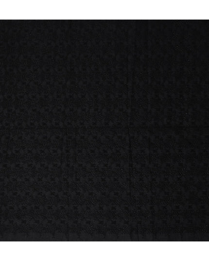 Jet Black Self Design Cotton Voile Fabric 110cm