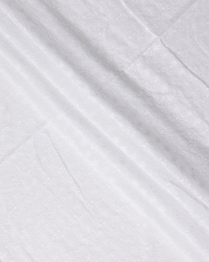 Off White Self Design Cotton Voile Fabric 110cm