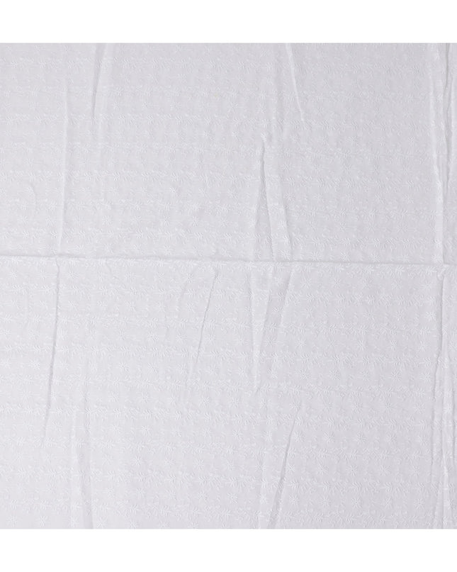 Off White Self Design Cotton Voile Fabric 110cm