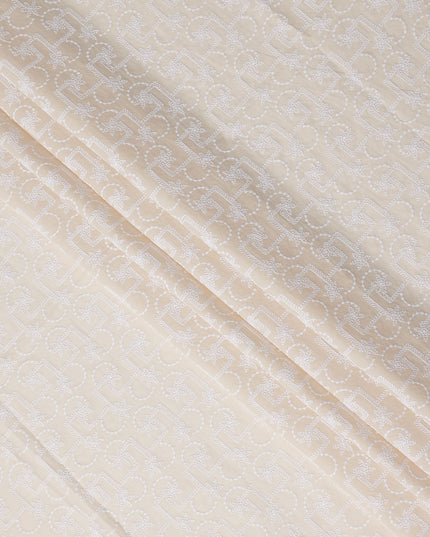 Warm Beige Geometric Cotton Voile Fabric 110cm