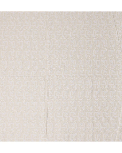 Warm Beige Geometric Cotton Voile Fabric 110cm