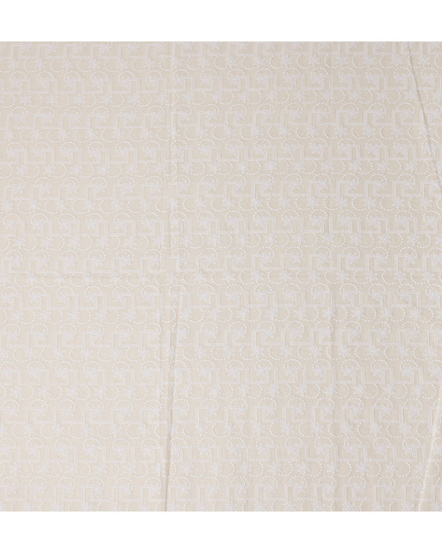 Warm Beige Geometric Cotton Voile Fabric 110cm