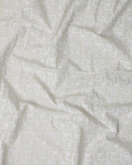 Dove Grey Geometric Cotton Voile Fabric 110cm