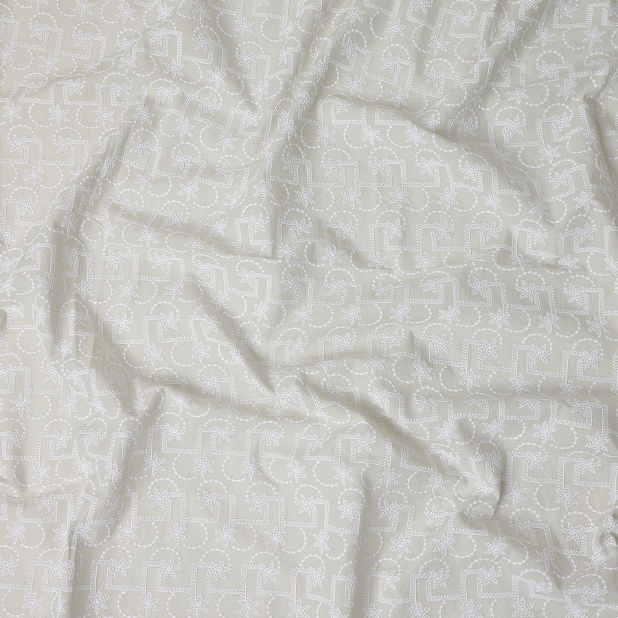 Dove Grey Geometric Cotton Voile Fabric 110cm