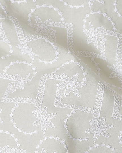 Dove Grey Geometric Cotton Voile Fabric 110cm