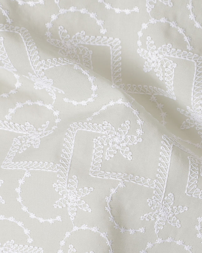 Dove Grey Geometric Cotton Voile Fabric 110cm