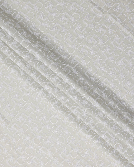 Dove Grey Geometric Cotton Voile Fabric 110cm