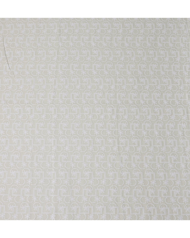 Dove Grey Geometric Cotton Voile Fabric 110cm