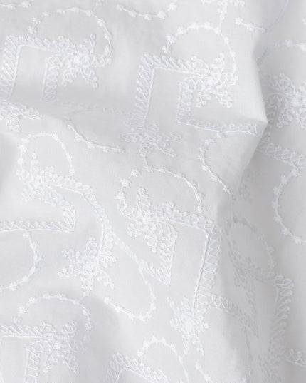 Chalk White Geometric Cotton Voile Fabric 110cm