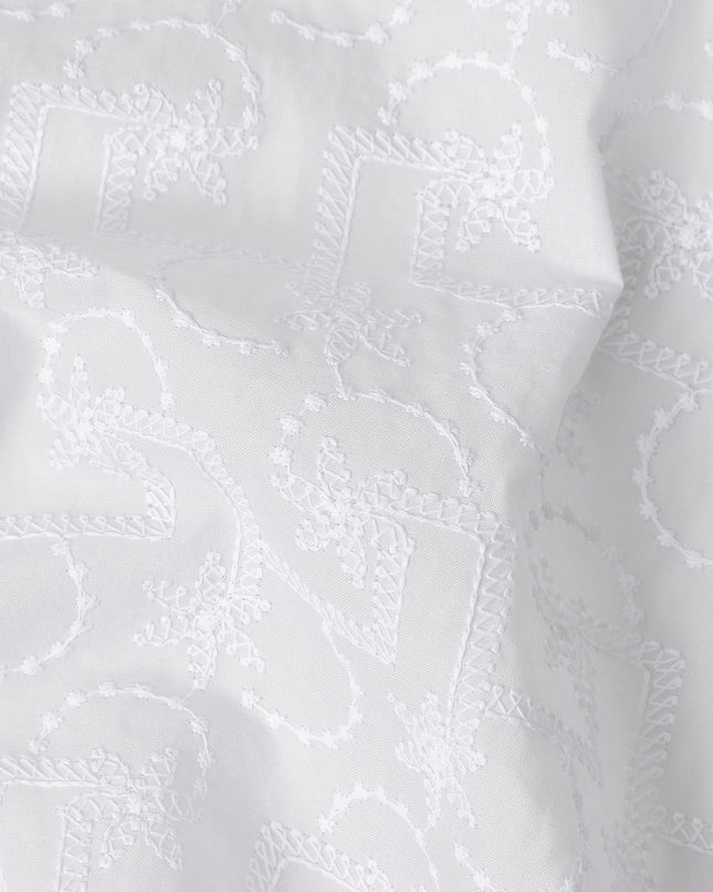 Chalk White Geometric Cotton Voile Fabric 110cm