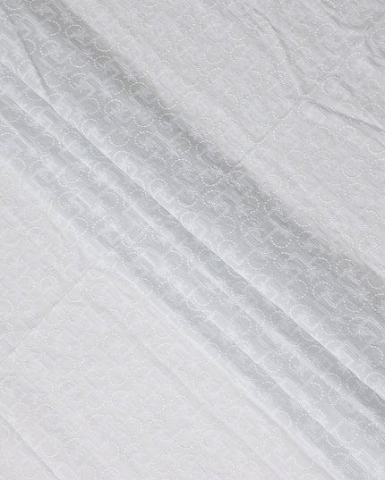 Chalk White Geometric Cotton Voile Fabric 110cm