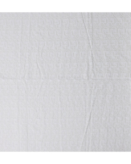 Chalk White Geometric Cotton Voile Fabric 110cm