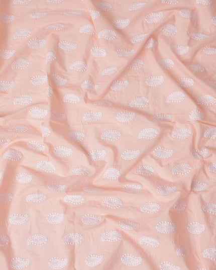 Peach Paisley Cotton Voile Fabric 110cm