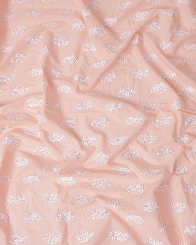Peach Paisley Cotton Voile Fabric 110cm