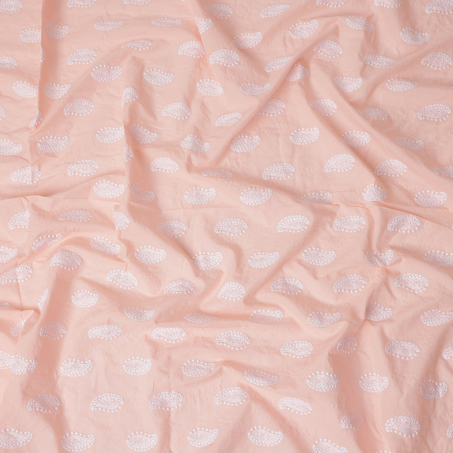 Peach Paisley Cotton Voile Fabric 110cm