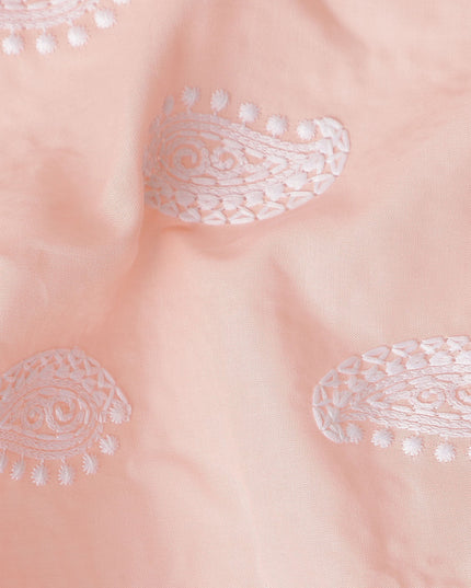 Peach Paisley Cotton Voile Fabric 110cm
