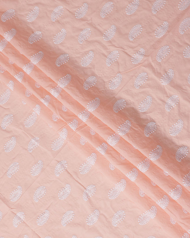 Peach Paisley Cotton Voile Fabric 110cm