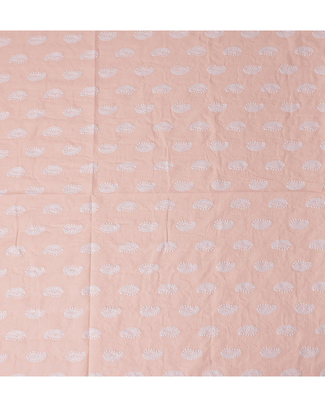 Peach Paisley Cotton Voile Fabric 110cm