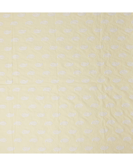 Pale Butter Yellow Paisley Cotton Voile Fabric 110cm