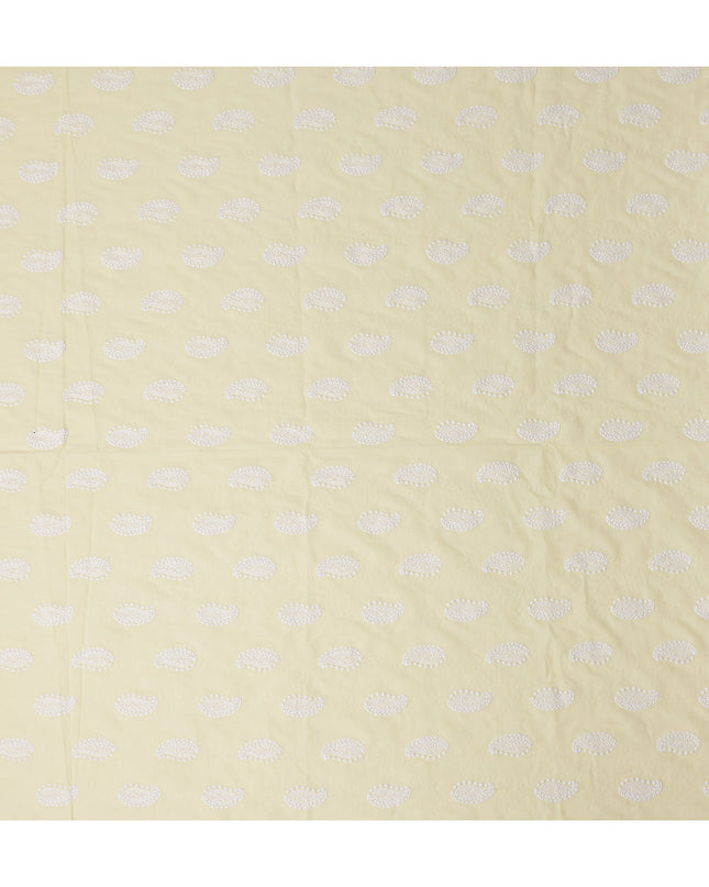 Pale Butter Yellow Paisley Cotton Voile Fabric 110cm
